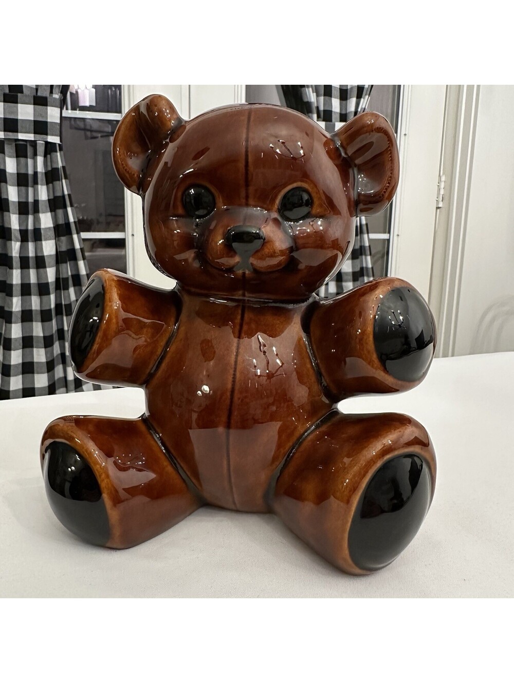 Vintage 1970’s Ceramic Brown Teddy Bear Excellent Condition Unknown Marking 8”